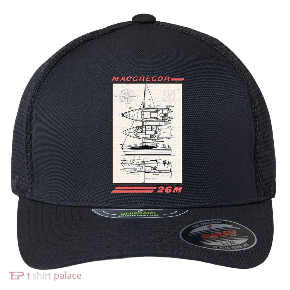 MacGregor 26M Sailboat Line Drawing Flexfit Unipanel Trucker Cap