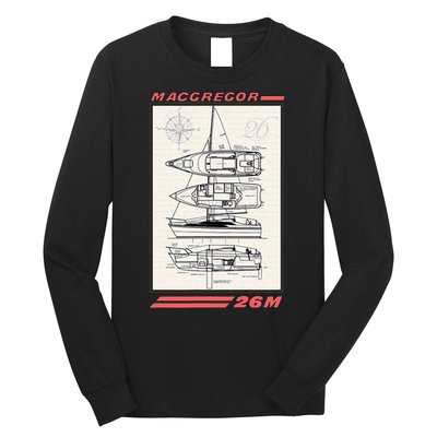 MacGregor 26M Sailboat Line Drawing Long Sleeve Shirt