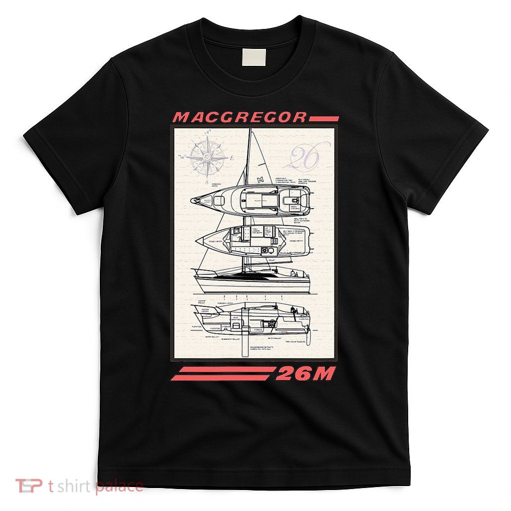 MacGregor 26M Sailboat Line Drawing T-Shirt