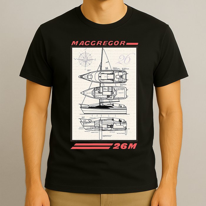 MacGregor 26M Sailboat Line Drawing T-Shirt