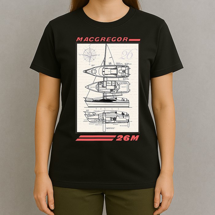 MacGregor 26M Sailboat Line Drawing T-Shirt