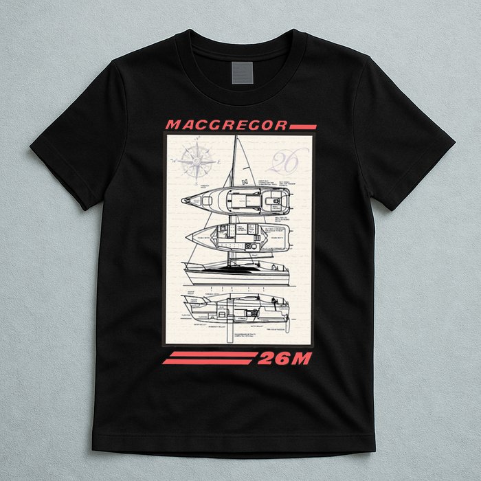 MacGregor 26M Sailboat Line Drawing T-Shirt