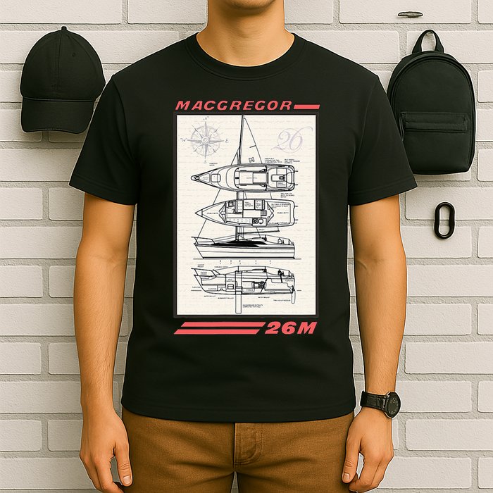 MacGregor 26M Sailboat Line Drawing T-Shirt