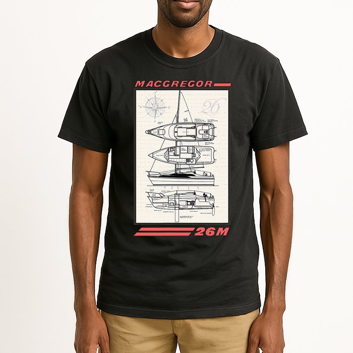 MacGregor 26M Sailboat Line Drawing Tall T-Shirt