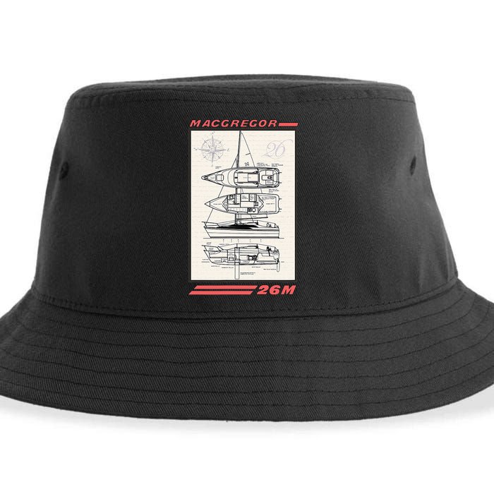MacGregor 26M Sailboat Line Drawing Sustainable Bucket Hat