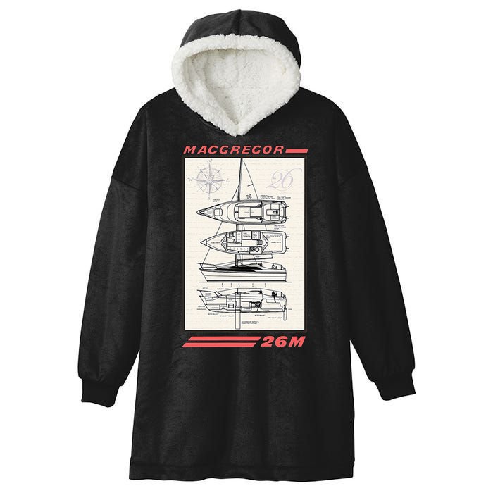 MacGregor 26M Sailboat Line Drawing Hooded Wearable Blanket