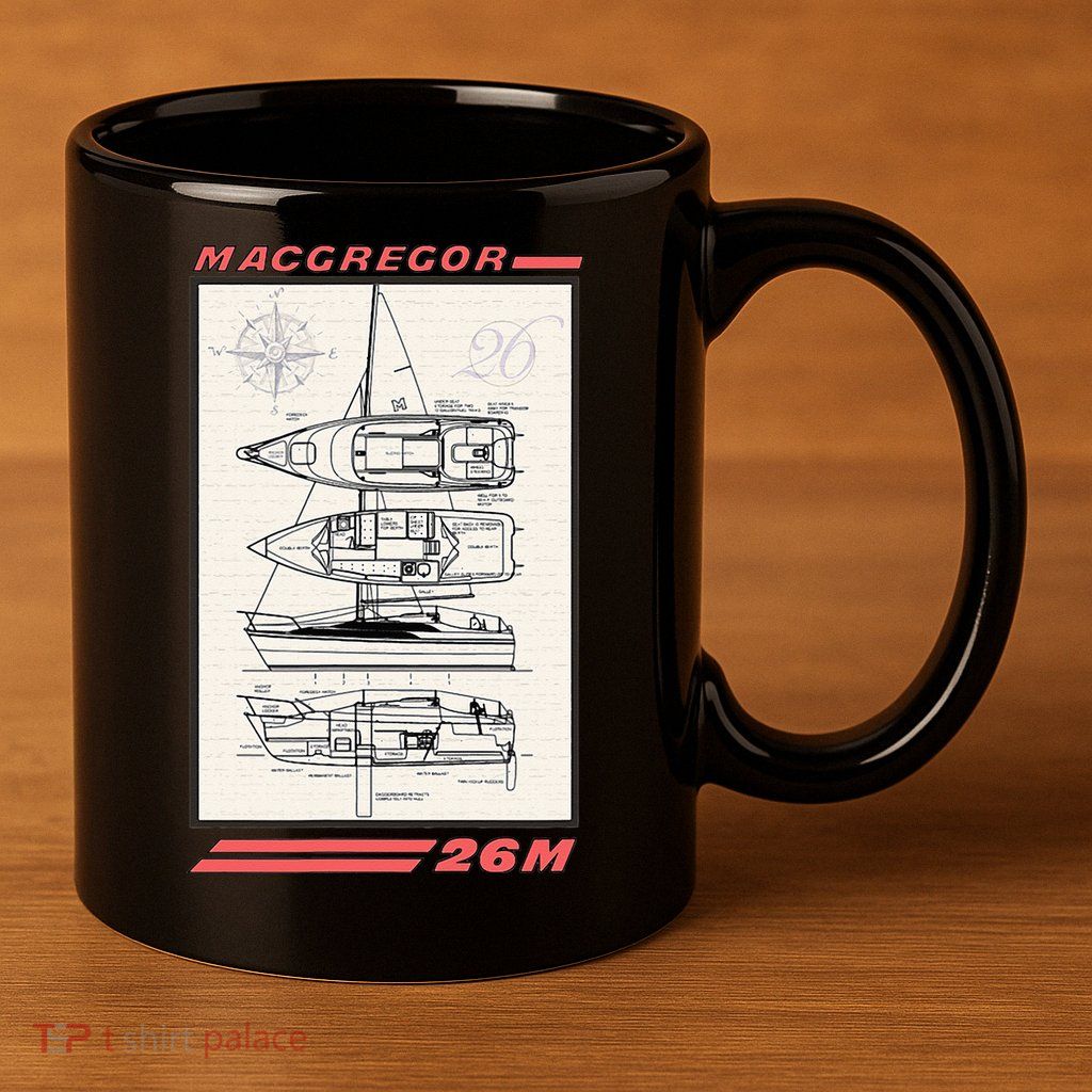 MacGregor 26M Sailboat Line Drawing 11oz C Handle Ceramic Mug
