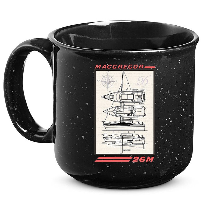 MacGregor 26M Sailboat Line Drawing 15oz Campfire Ceramic Mug