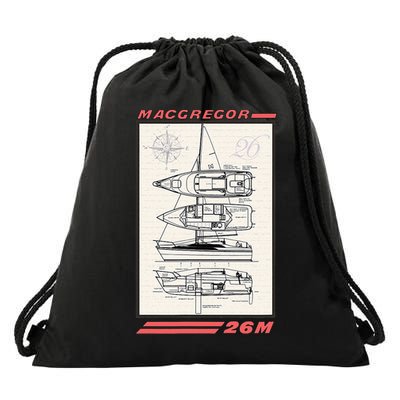 MacGregor 26M Sailboat Line Drawing Drawstring Bag