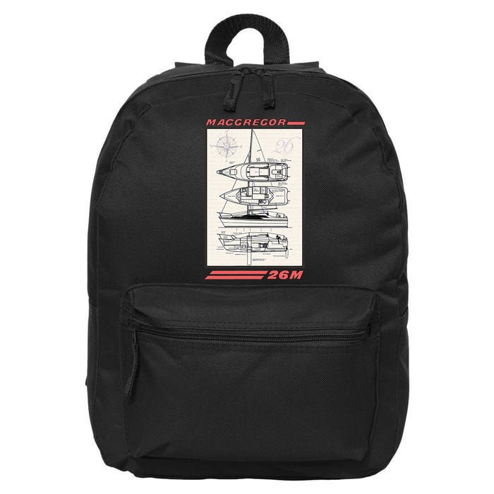 MacGregor 26M Sailboat Line Drawing 16 in Basic Backpack