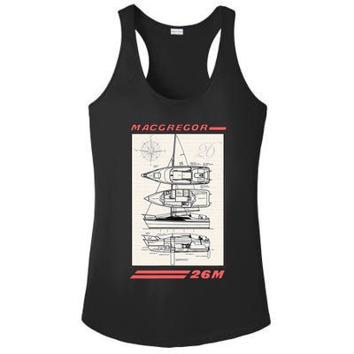 MacGregor 26M Sailboat Line Drawing Ladies PosiCharge Competitor Racerback Tank