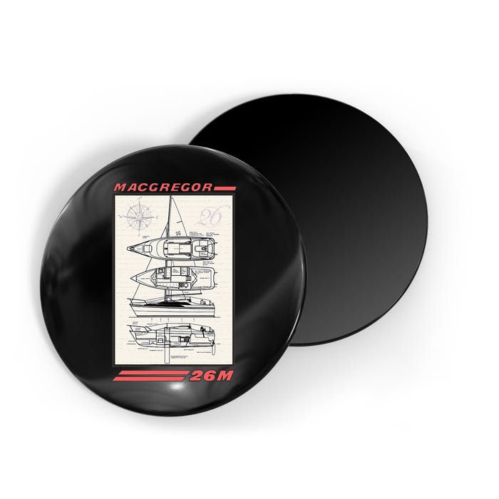 MacGregor 26M Sailboat Line Drawing Magnet