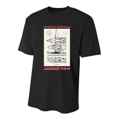 MacGregor 26M Sailboat Line Drawing Youth Performance Sprint T-Shirt