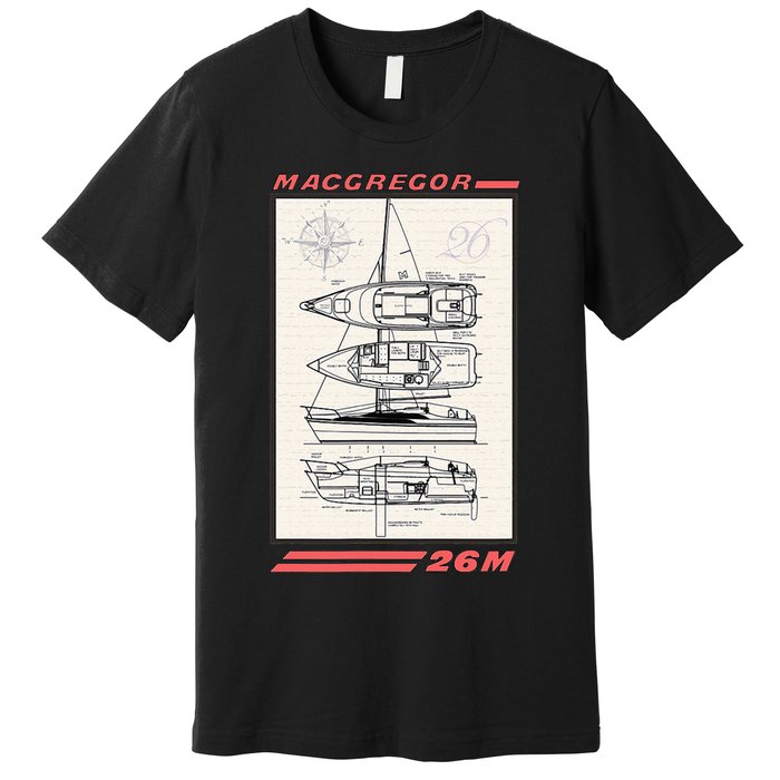 MacGregor 26M Sailboat Line Drawing Premium T-Shirt