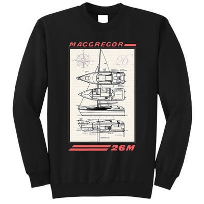 MacGregor 26M Sailboat Line Drawing Tall Sweatshirt