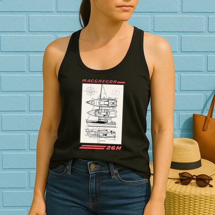 MacGregor 26M Sailboat Line Drawing Womens Tank Top