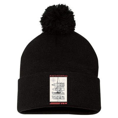 MacGregor 26M Sailboat Line Drawing Pom Pom 12in Knit Beanie