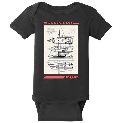 MacGregor 26M Sailboat Line Drawing Baby Bodysuit