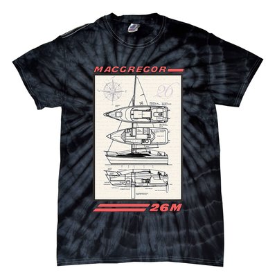 MacGregor 26M Sailboat Line Drawing Tie-Dye T-Shirt