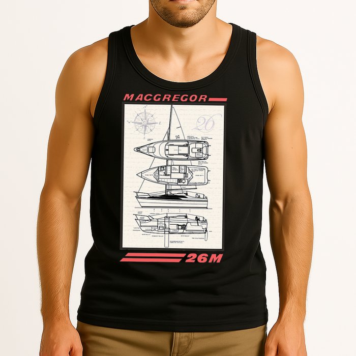 MacGregor 26M Sailboat Line Drawing Tank Top