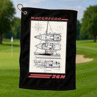 MacGregor 26M Sailboat Line Drawing Golf Towel