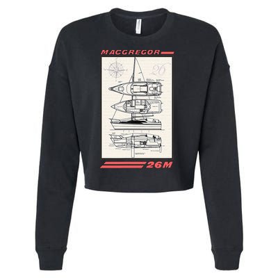 MacGregor 26M Sailboat Line Drawing Cropped Pullover Crew