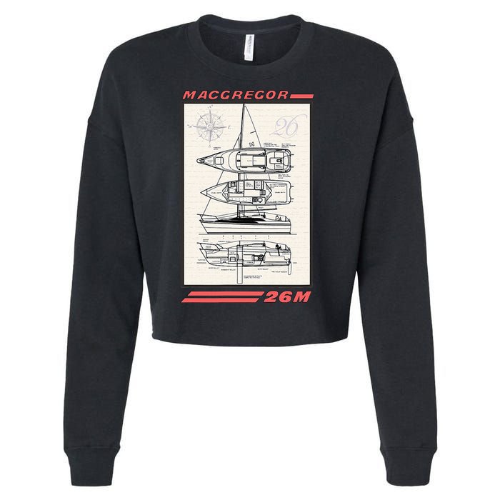 MacGregor 26M Sailboat Line Drawing Cropped Pullover Crew