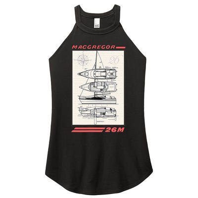 MacGregor 26M Sailboat Line Drawing Women's Perfect Tri Rocker Tank