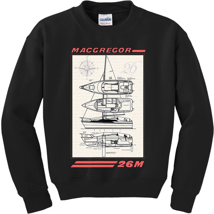 MacGregor 26M Sailboat Line Drawing Kids Sweatshirt