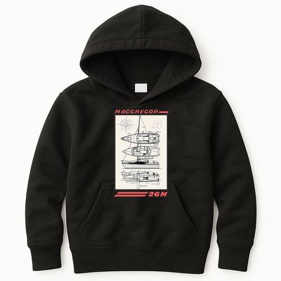 MacGregor 26M Sailboat Line Drawing Kids Hoodie