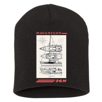 MacGregor 26M Sailboat Line Drawing Short Acrylic Beanie