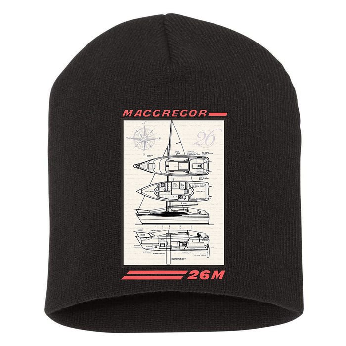 MacGregor 26M Sailboat Line Drawing Short Acrylic Beanie