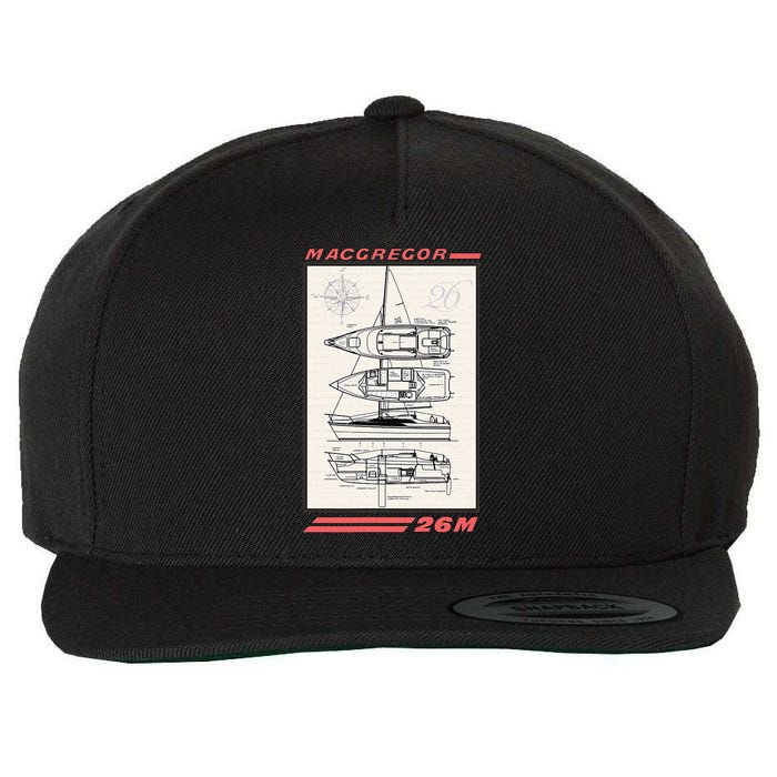 MacGregor 26M Sailboat Line Drawing Wool Snapback Cap