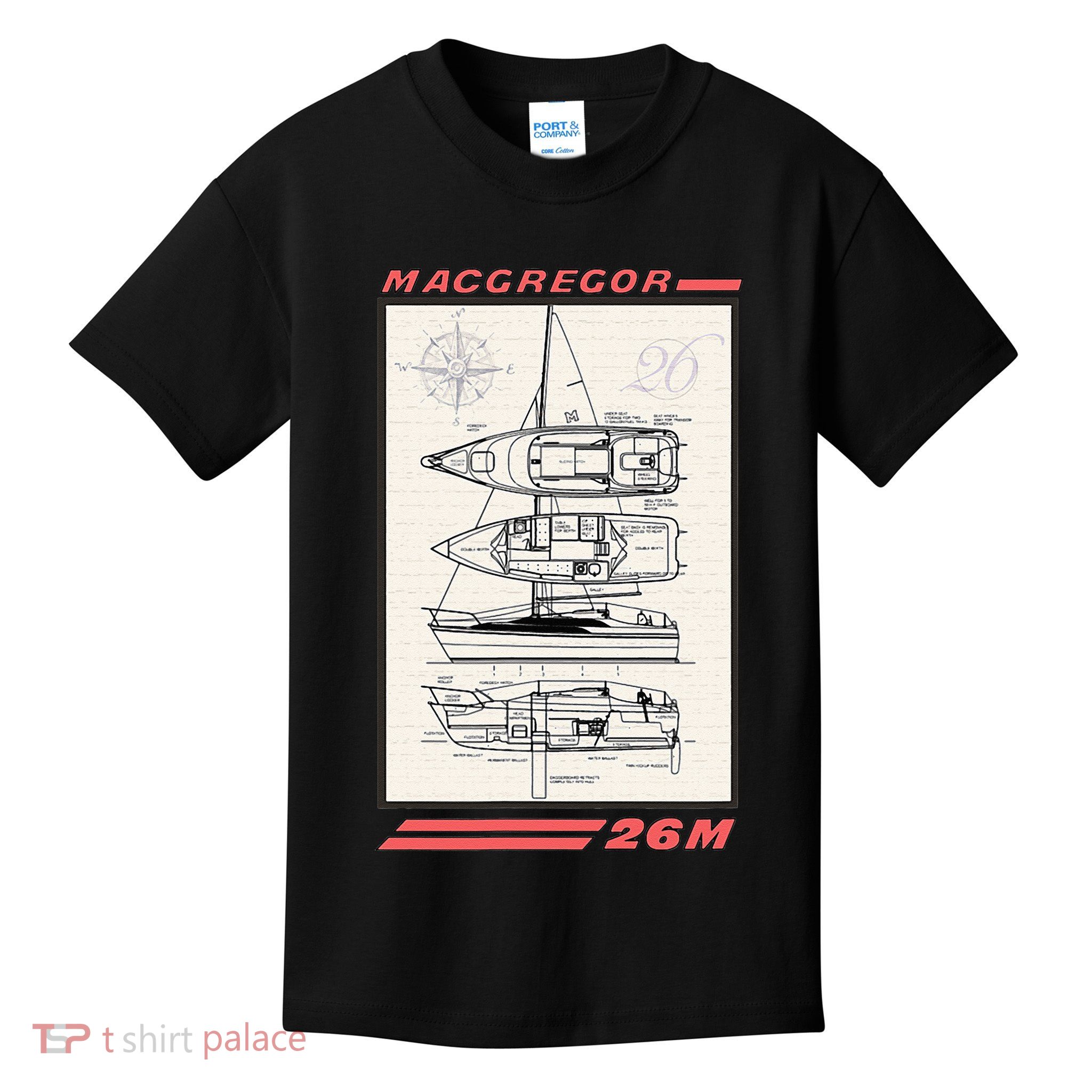 MacGregor 26M Sailboat Line Drawing Kids T-Shirt