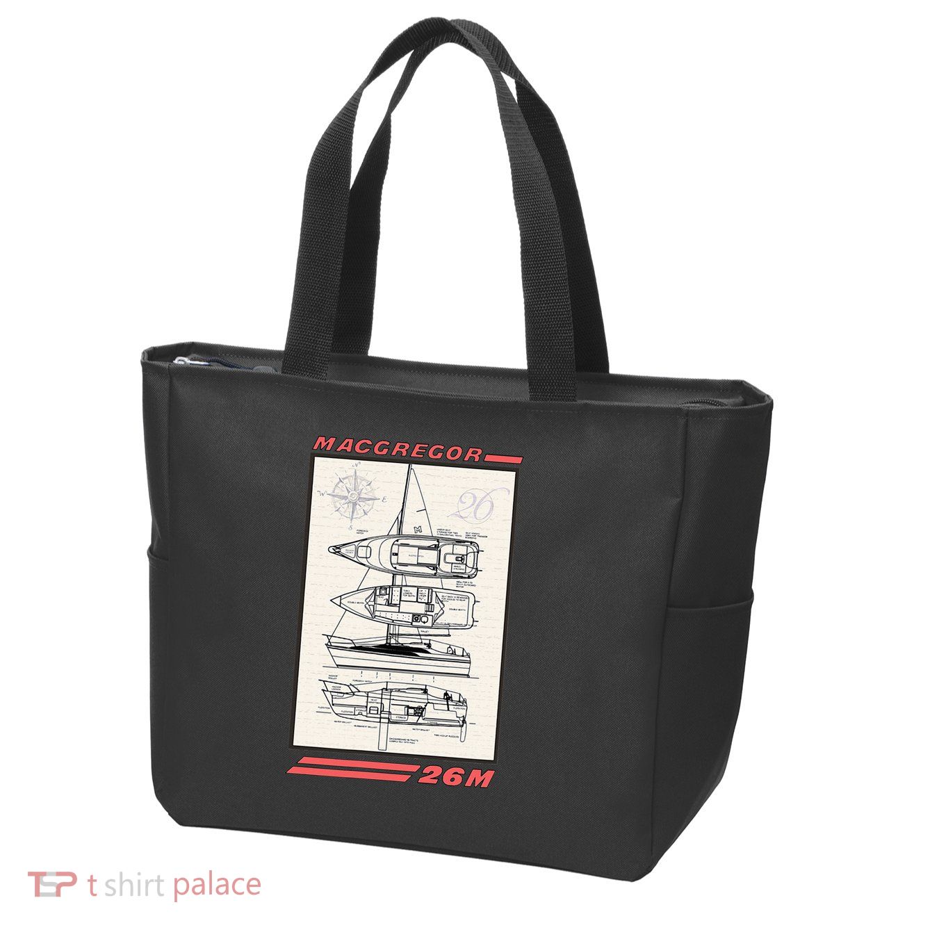 MacGregor 26M Sailboat Line Drawing Zip Tote Bag