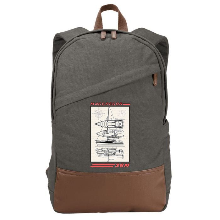 MacGregor 26M Sailboat Line Drawing Cotton Canvas Backpack