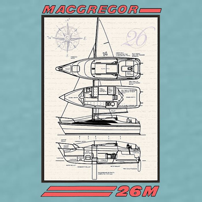 MacGregor 26M Sailboat Line Drawing Sueded Cloud Jersey T-Shirt