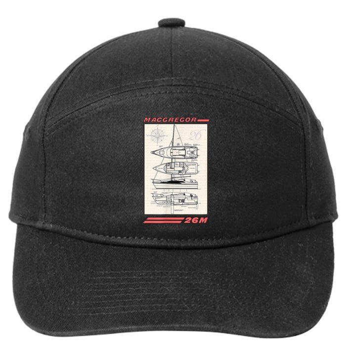 MacGregor 26M Sailboat Line Drawing 7-Panel Snapback Hat