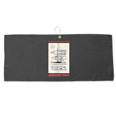 MacGregor 26M Sailboat Line Drawing Large Microfiber Waffle Golf Towel