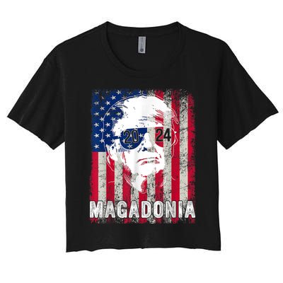 Magadonia 2024 Trump Voter Proud Trump Support Trump 45 47 Women's Crop Top Tee