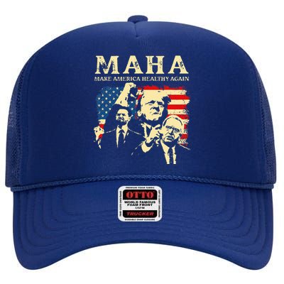 Maha 2024 Trump Vance Kennedy High Crown Mesh Back Trucker Hat