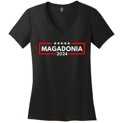 Magadonia 2024 Trump Voter Proud Trump Supporter Magadonian Women's V-Neck T-Shirt