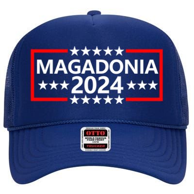 Magadonia 2024 Trump Voter Proud Trump Supporter Magadonian High Crown Mesh Back Trucker Hat