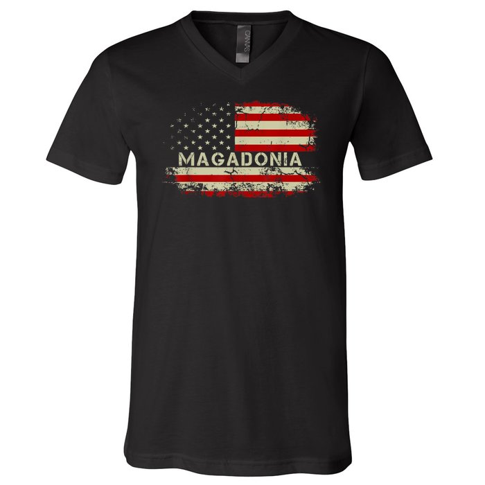 Magadonia 2024 Trump Voter Proud Trump Supporter Magadonian V-Neck T-Shirt