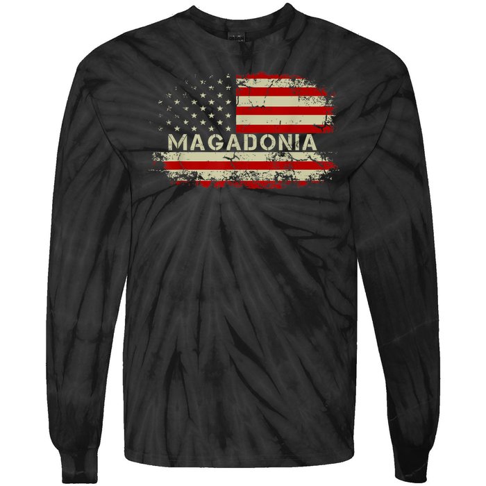 Magadonia 2024 Trump Voter Proud Trump Supporter Magadonian Tie-Dye Long Sleeve Shirt