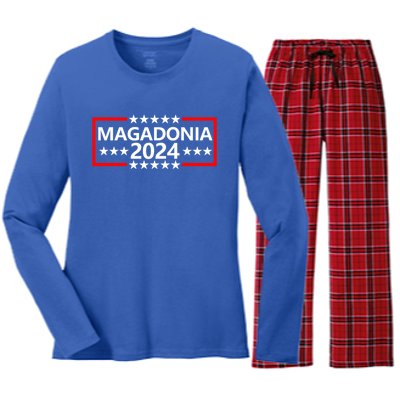 Magadonia 2024 Trump Voter Proud Trump Supporter Magadonian Women's Long Sleeve Flannel Pajama Set 