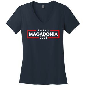 Magadonia 2024 Trump Voter Proud Trump Supporter Magadonian Women's V-Neck T-Shirt