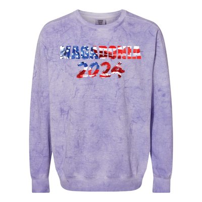 Magadonia 2024 Trump Voter Proud Trump Supporter Magadonian Colorblast Crewneck Sweatshirt