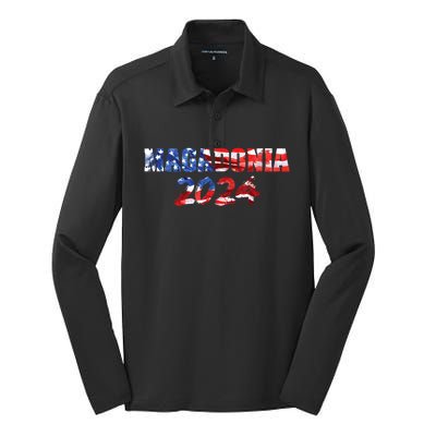 Magadonia 2024 Trump Voter Proud Trump Supporter Magadonian Silk Touch Performance Long Sleeve Polo