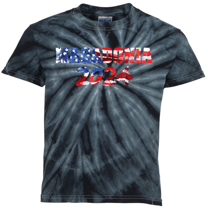 Magadonia 2024 Trump Voter Proud Trump Supporter Magadonian Kids Tie-Dye T-Shirt